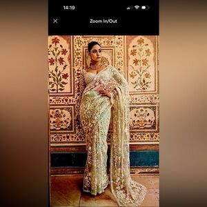 Designers Originals Floral Saree in Cream and Pink